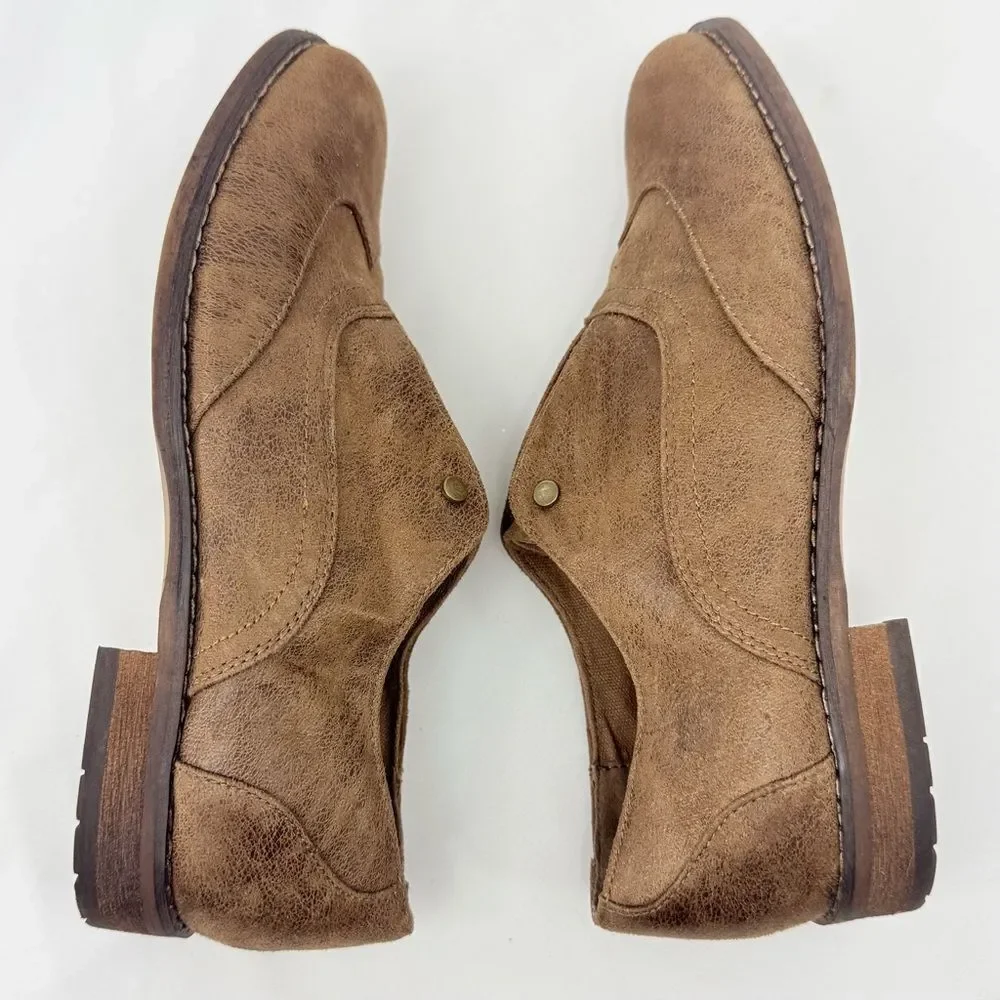 Bullboxer B-52 Brown Faux Suede Leather Slip On Oxford Loafer Shoes